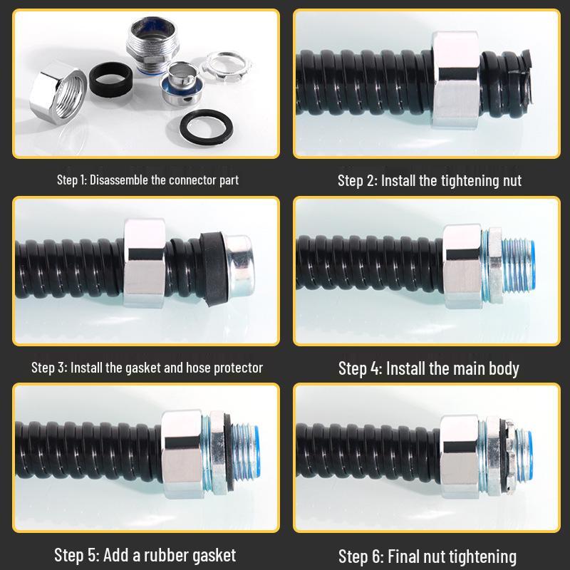External Thread Metal Waterproof Connector for Flexible Corrugated Hose with Lock Nut