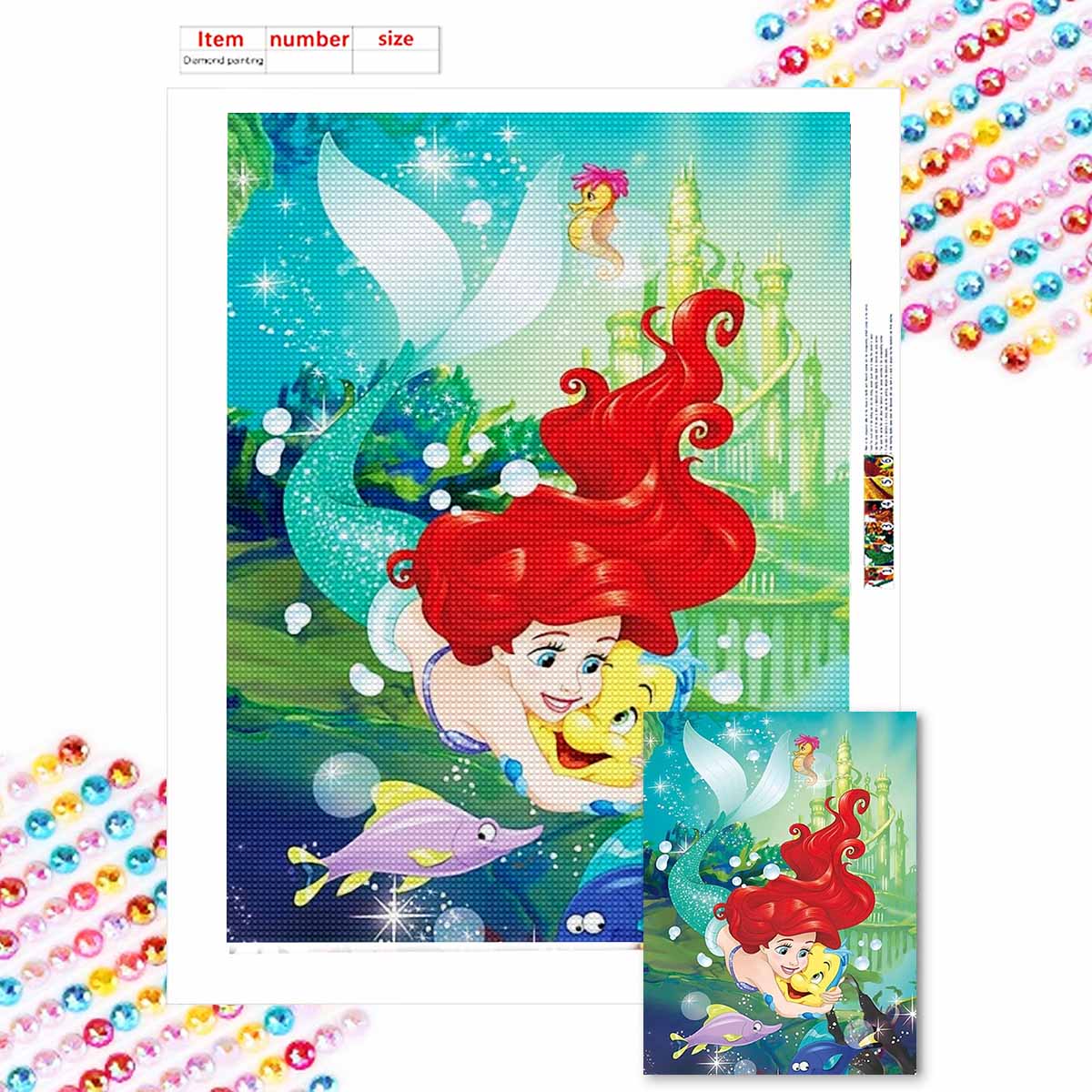 

5D Алмазная Живопись Сделай Сам Русалки и Маленькие Желтые Горбыли Полная Выкладка Стразы Мозаика Вышивка Изделия Ручной Работы Домашний Декор Подарок Round 20x30cm