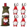 Kreativní vánoční sada na víno Zlaté sametové šaty Obaly na láhev vína Rukáv Santa Sněhulák Vánoce Nový rok Dekorace na jídelní stůl