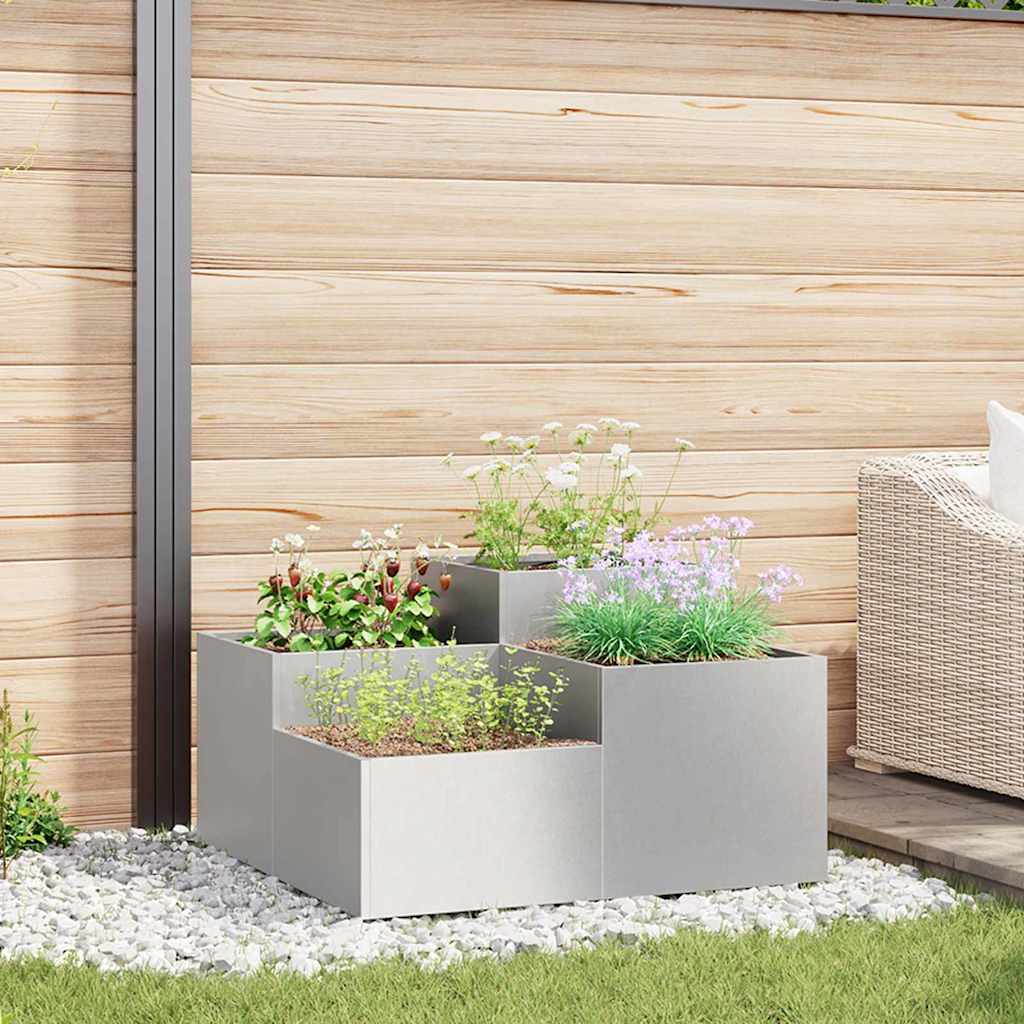 Garden Planter Silver 80 X 80 X 48 Cm Stainless Steel