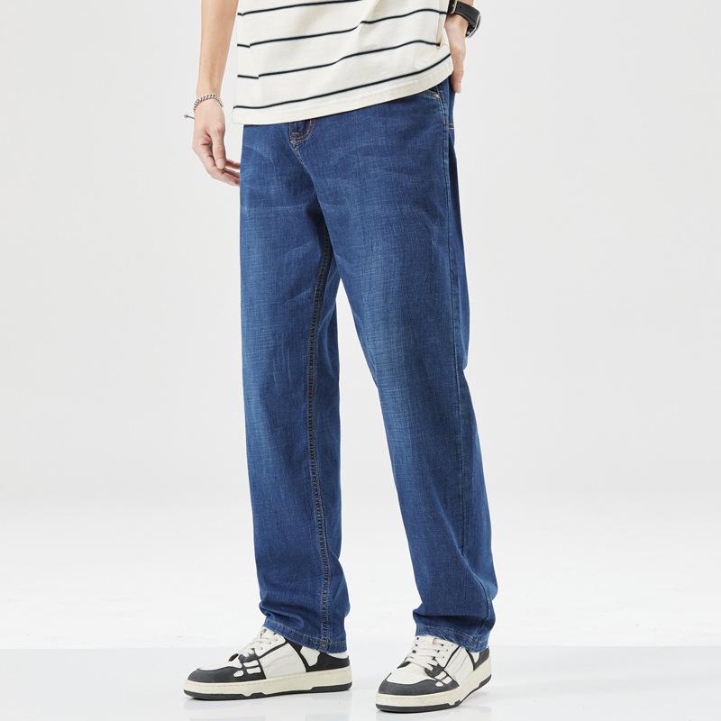 Jeans Herren Locker Gerade Sommer Neuer Stil Jugend Business Casual Hosen Sommer Elastisch Herren Lange Hosen