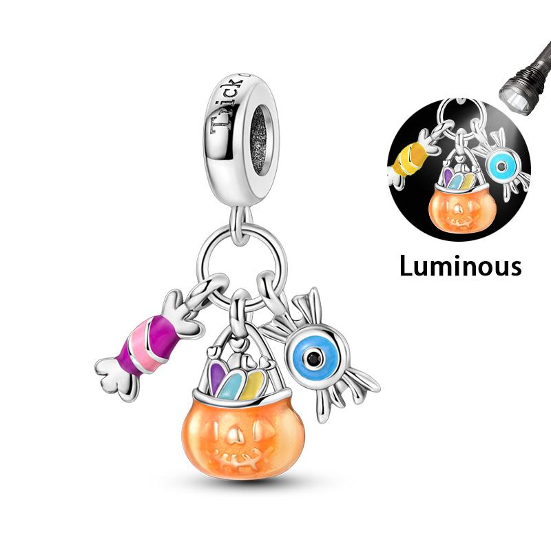 Original Copper Color Fashion Halloween Series Luminous Skull Elf Pumpkin Charms Beads Fit Qikaola Bracelets Diy Jewelry
