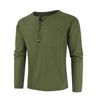 Mens Long Sleeve Cotton Linen Blouse Loose Henley V-Neck Tops T Shirts Blouse