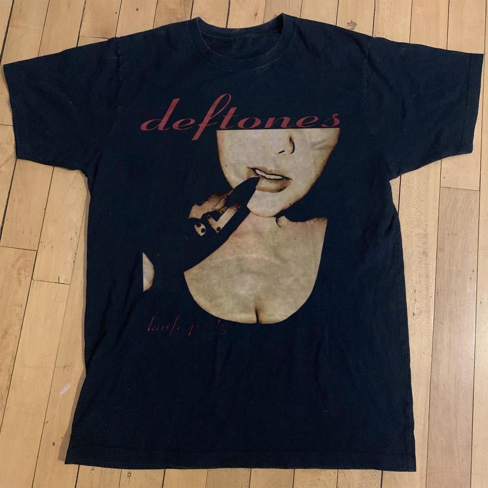 Vintage Deftones Knife Party T-shirt, Unisex Black Cotton T-shirt, Size S-5XL Unisex T-Shirt XL