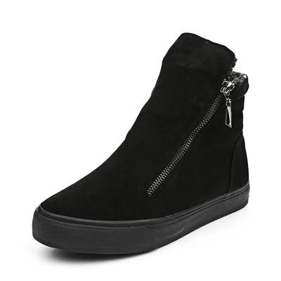 Comfortable Winter Snow Boots Flat Women Winter Shoes Zip Warm Plush Fashion Ladies Brand Ankle Boots Pure Black