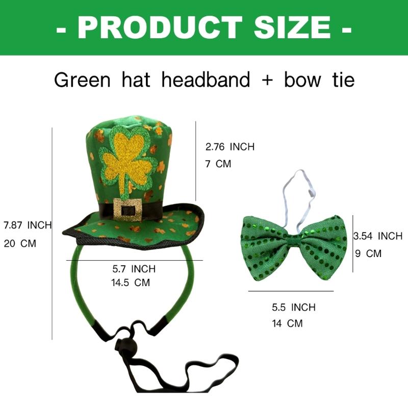Patrick Day Costume Accessories Leprechaun Hat Headband Bowtie Patrick's Day Outfits for Men