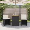 VidaXL Ensemble de bistro 3 pcs avec coussins noir résine tressée, ensemble de bistro de jardin, ensemble de balcon, 4003875