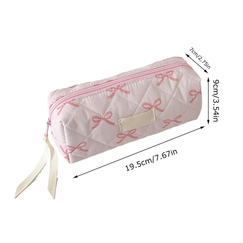 Small Fresh Bow Pencil Bag Pen Case Organizer Aesthetic Cosmetics Holder Organizer Multifunctional Stationery Storage Bag