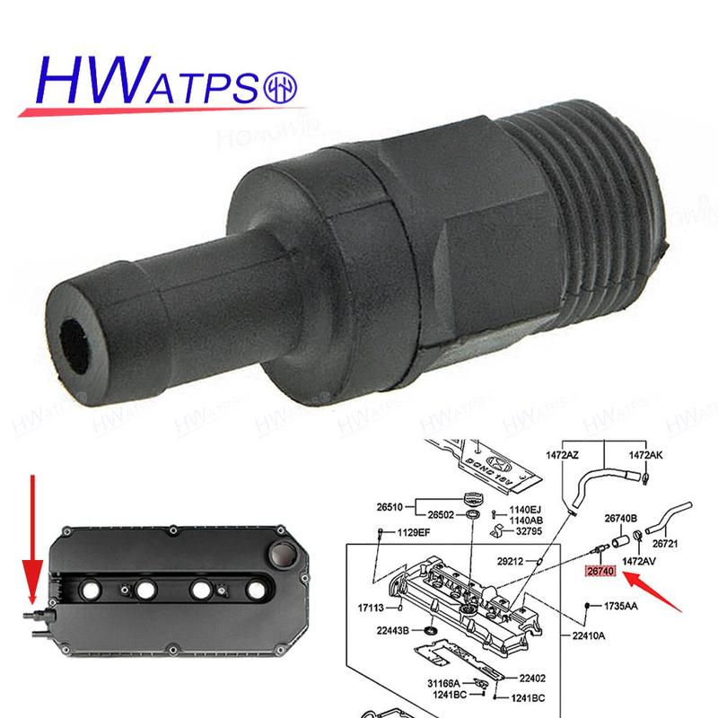 HWATPS Positive Crankcase Ventilation PCV Exhaust Valve OEM 0K30E-13890 PCA1126 For Kia Rio 1.5L / 1.6L L4 2001-2005 DOHC