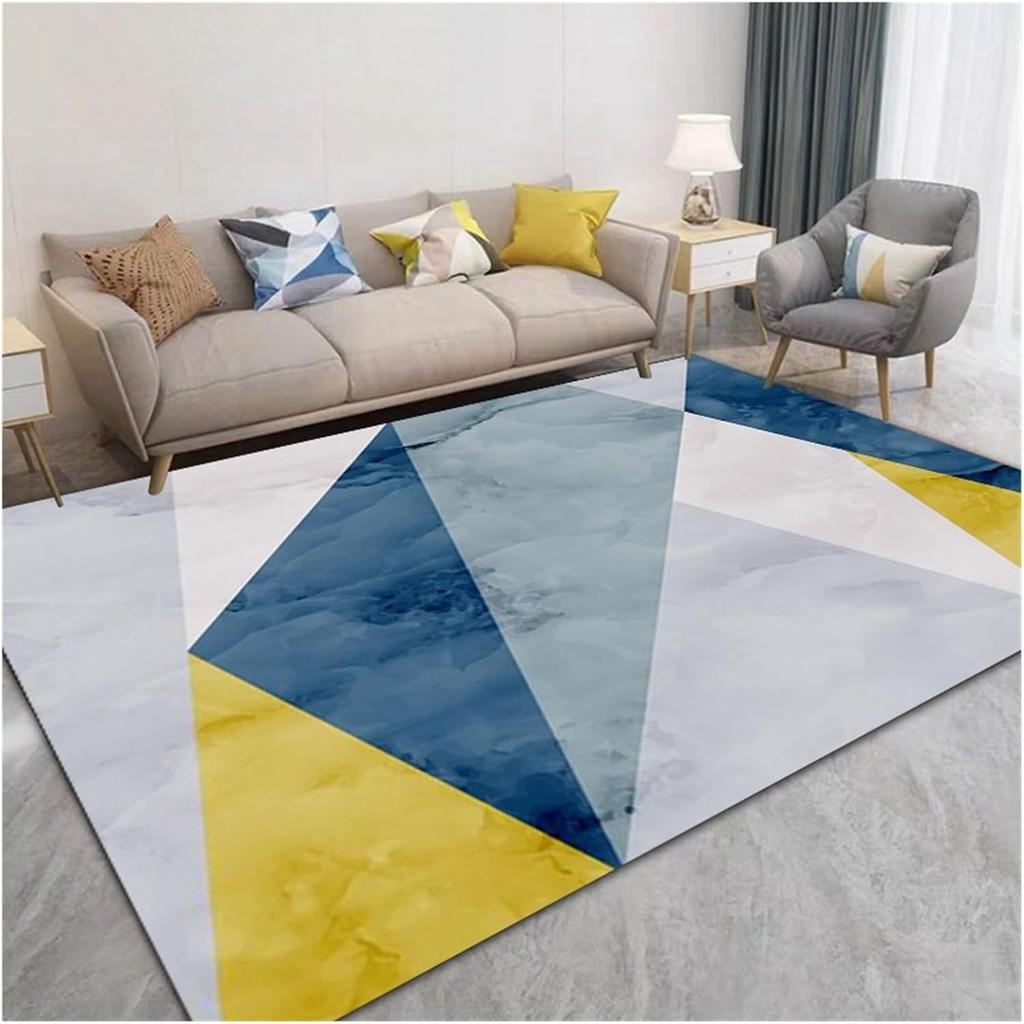 Vikama Nordic Geometric Luxury Loop Pile Rug - Washable Mat For Hall, Airbnb, Bedroom, Office, Home Decor