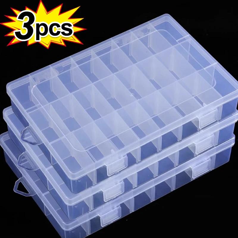 Square Plastic Transparent Storage Box Jewelry Beads Container Fishing Tools Accessories Box Small Items Sundries Organizer Case