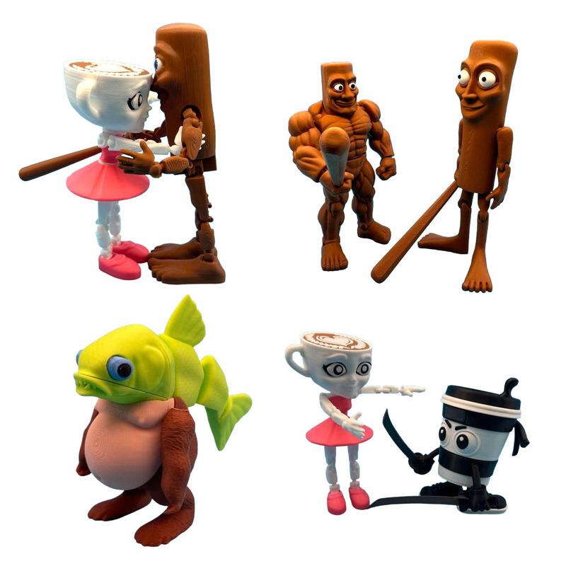 Tung Tung Tung Sahur Anime Figure Ballerina Cappuccino Action Figures Brainbot Tralalero Tralala Figurine Desk Model Ornament