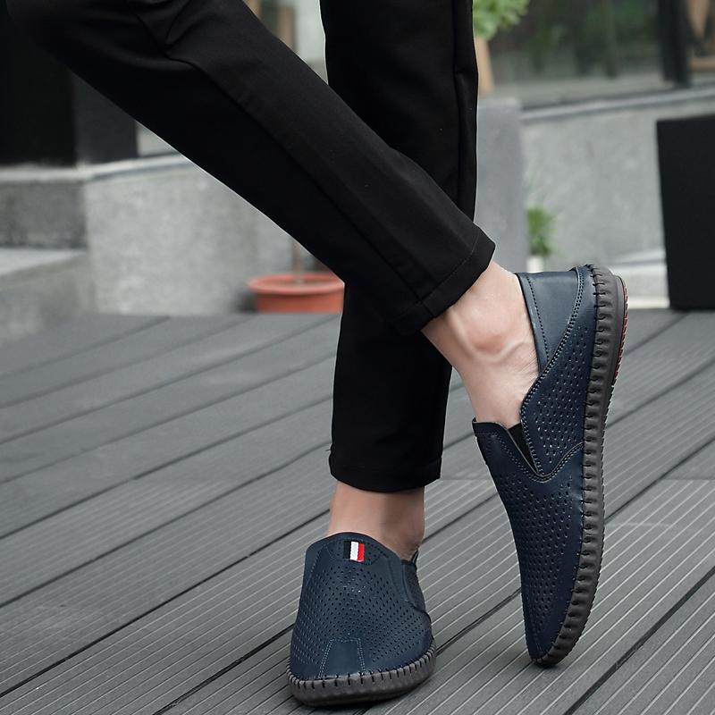 Newest Genuine Leather Men'S Loafers Fashion Handmade Moccasins Soft Casual Shoes Men Luxury Flats Slip On Breathable Man Boat Shoe