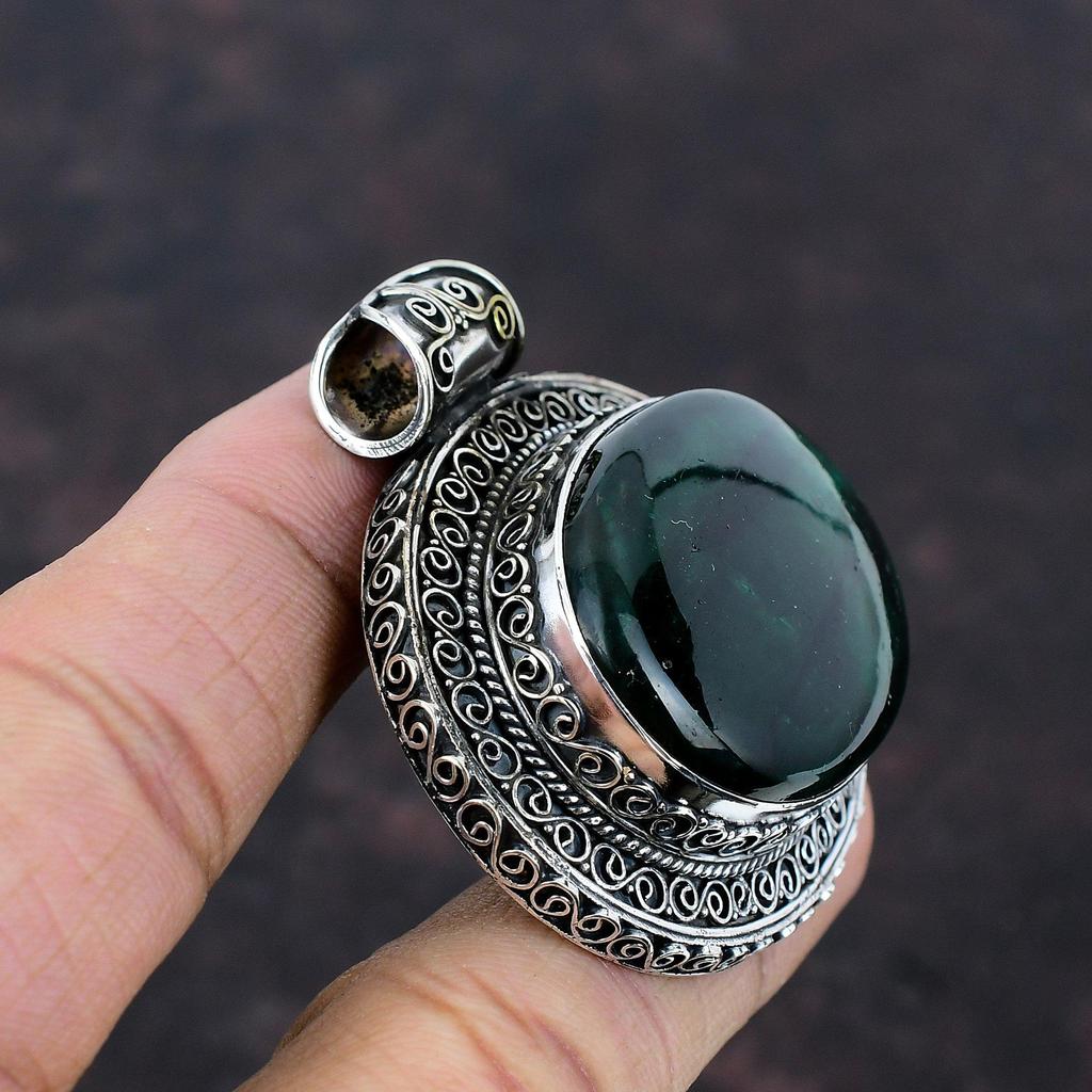 Prívesok z drahokamov s labradoritom Green Fire 925 Strieborný prívesok Ručne vyrábaný prívesok z labradoritových šperkov Darček pre ňu Elegantný vintage prívesok