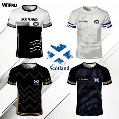 Scotland Flag Sporty Style T-Shirt Quick Dry Breathable Sport Jersey Summer Casual Street Short Sleeve Tops