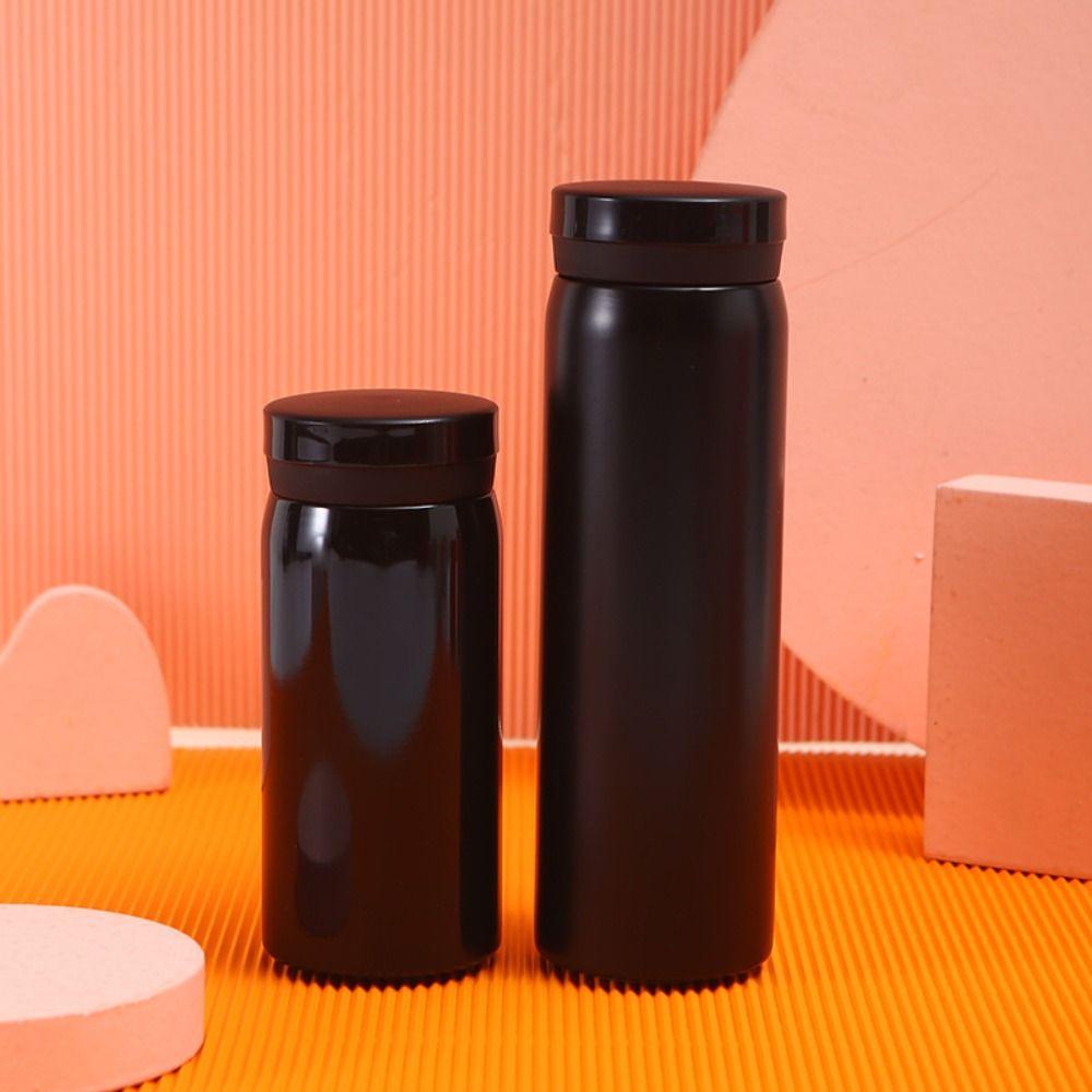 Solid Color Slim Insulated Thermal Water Bottle Round Hot Cold Water Bottle  Outdoor Hiking