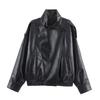 European & American Women's Faux Leather Stand Collar Jacket - Hot Selling Fashion Coat