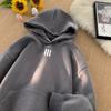 Unisex Heavyweight Fleece Hoodie With Letter Print Soft Suede-like Fabric Oversized Fit Winter Streetwear