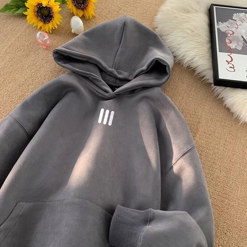 Unisex Heavyweight Fleece Hoodie With Letter Print Soft Suede-like Fabric Oversized Fit Winter Streetwear