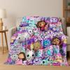 Cute Gabbys Dollhouse Cartoon Girl Kids Flannel Blanket Soft Warm Throw Blanket for Bed Bedroom Room Living Room Christmas Gift
