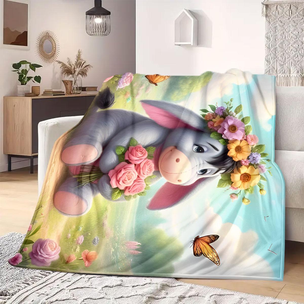 

Poohbear Flannel Blanket for Bedrooms Sofas Beds Chairs Picnics Travel Cartoon Print Home Decor Various Sizes New Arrival 75x90cm
