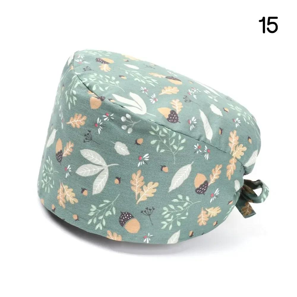 Adjustable HeadCover With Sweatband Men Women Bouffant Hat Pure Colour Cotton Hats Surgical Scrub Cap