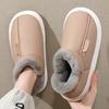 Pantoufles en coton imperméables hiver nouvelle maison intérieur semelles épaisses velours chaud PU tige haute chaussures en coton