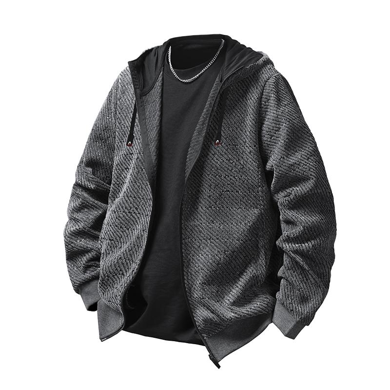 Повседневная свободная полосатая куртка-толстовка с капюшоном Мужская осенняя куртка-толстовка L чёрный