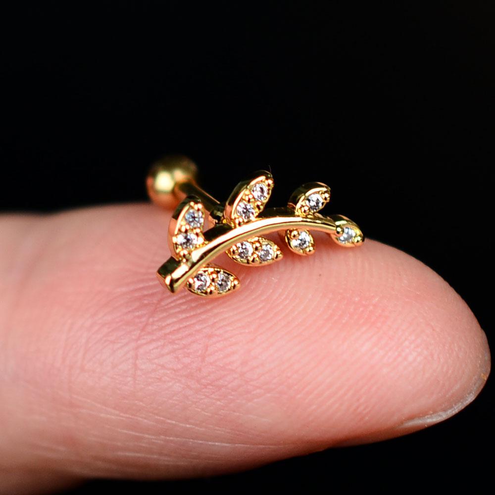 1pcs New Style Stainless Steel Ear Piercing Cz Stud Earrings Snake Moon Round Ball Arc Cartilage Helix Conch Screw Back Earring