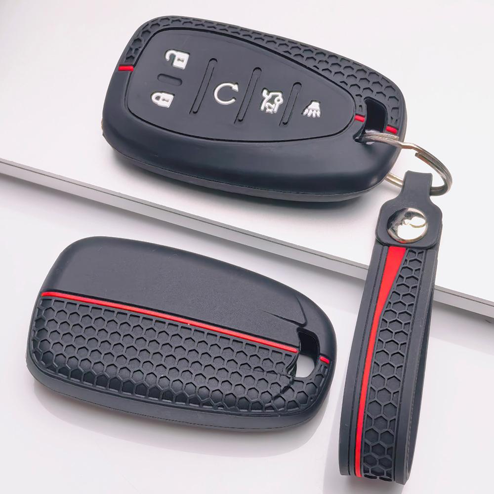 Key Fob Cover for Chevrolet 1500 Equinox Malibu Traverse Blazer Suburban Tahoe Sierra with Keychain Anti-Scratch Surface Shockproof Structure