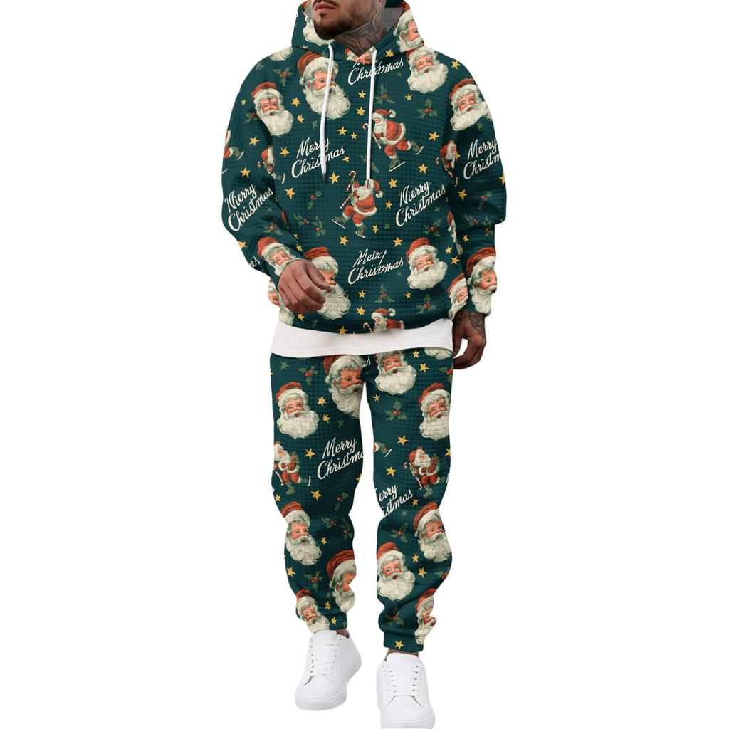 Men's Casual Sweatshirt Set with Pattern for Fall and Winter