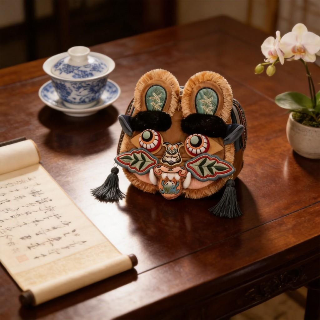 Traditional Tiger Head Plush Bag With Pp Cotton Filling For Women And Men