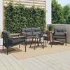 Vidaxl 5-Piece Balcony Furniture Set, with Cushions, Black, Steel