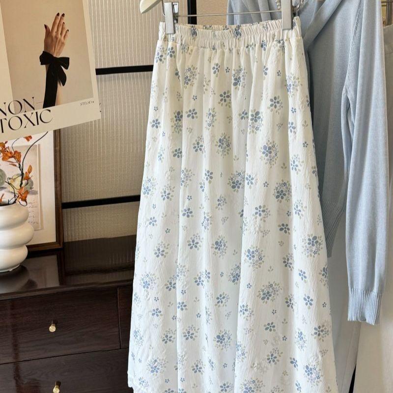Floral Lace High-Waisted Korean Style Summer Skirt