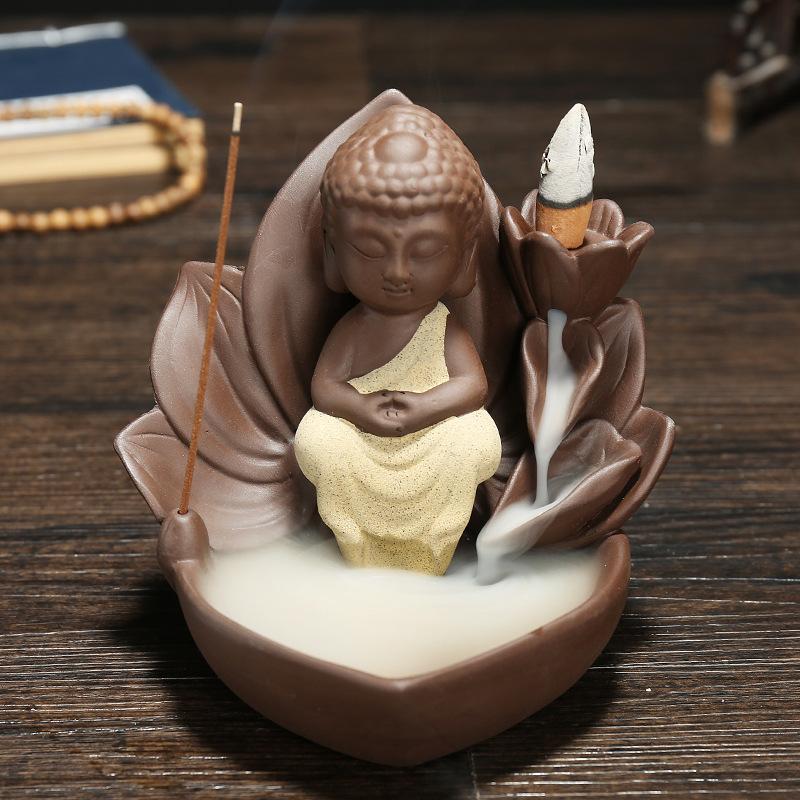 

1pc, Home Ornament Lotus Base Guanyin Backfolw Incense Burner Tathagata Censer Stick Incense Holder