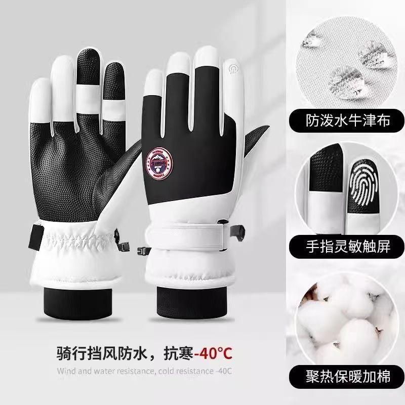 Gloves Women's Winter Velvet Thickened Warm and Cold-proof Touch Screen Men's Windproof Electric Vehicle Skiing Adult