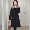 Winter Thickened Detachable Faux Mink Collar Rabbit Fur Lining Mid Long Parka Coat Women