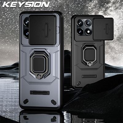 KEYSION Darbeye dayanıklı zırh vaka Xiaomi POCO X6 Pro slayt kamera Lens koruma halkası halkalı telefon kılıfı arka kapak için POCO X5 Pro 5G