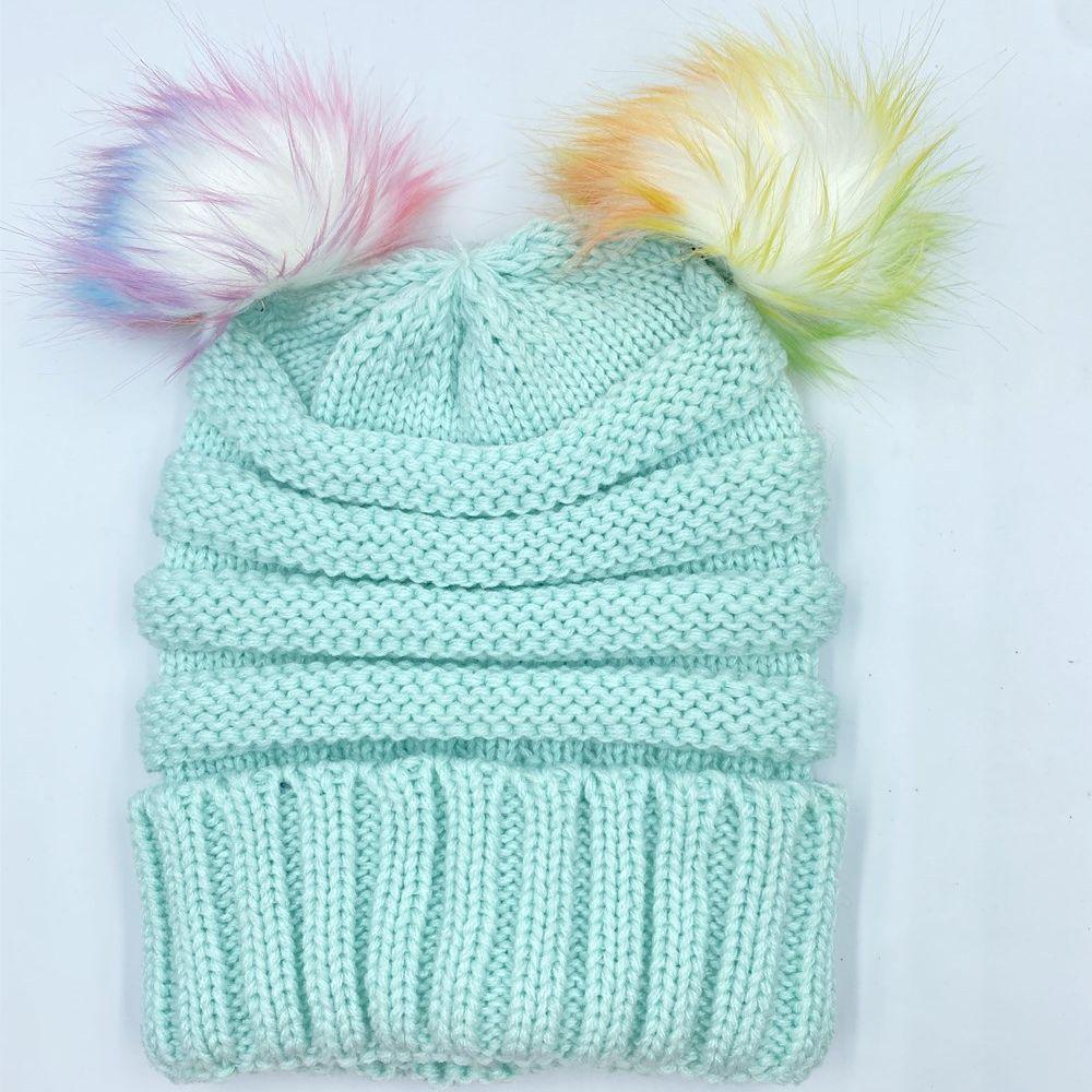 

Детская шапка с двумя шариками, съемная шерстяная шапка, милая шерстяная вязаная шапка, зимняя