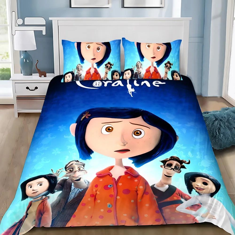 Duvet Cover Pillowcase Bedding Set Horror Film C-Coralines Boy Girl Bedroom Decoration Children Gift Single Double Large Size