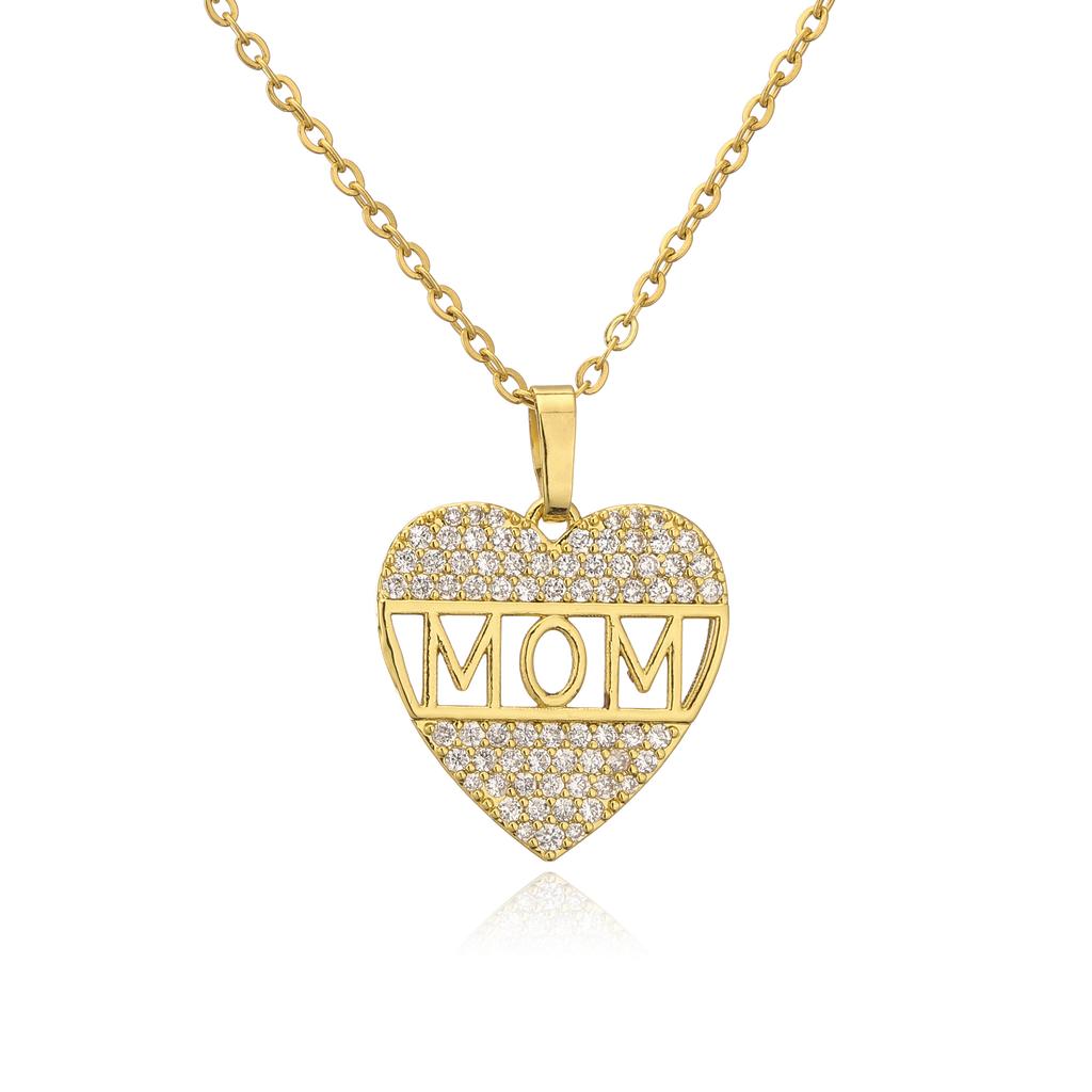 HECHENG,Mother's Day Mama Letter Pendant Necklace For Women,Stainless steel  Chain Choker Personality Zircon New Gifts