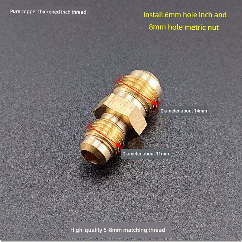 Refrigerator Dual Connection Copper-Aluminum Pipe 6mm with Nut, No Welding Required, Male-Female Refrigeration Connector