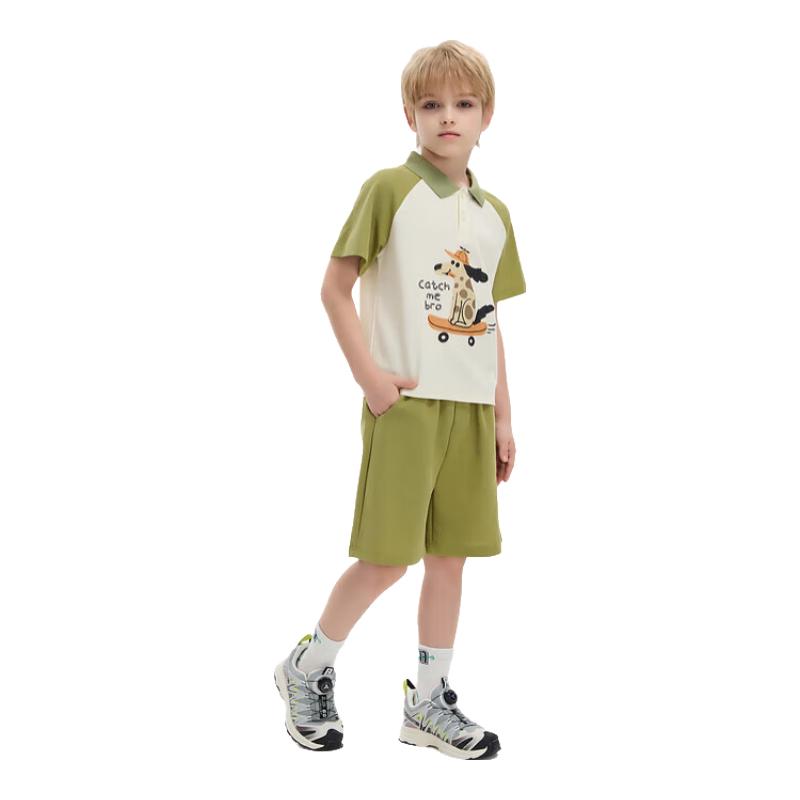 MQD Boys  2024 Summer Cartoon Polo Shirt & Shorts Set 160cm