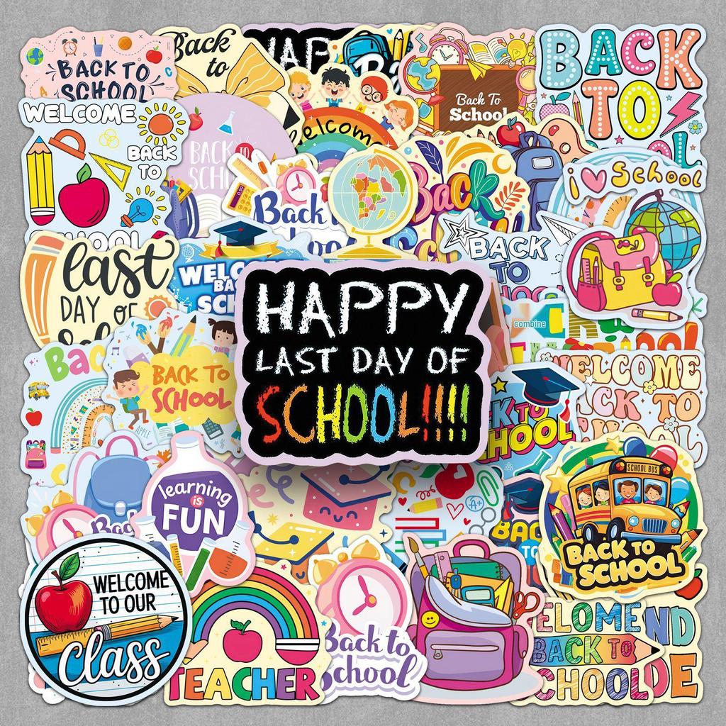 50 Creative Back-to-School Graffiti Stickers for Guitar, Refrigerator, Desktop & Headphones