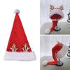 Thick Warm Christmas Hat for Adult Kids Santa Caps with Reindeer Antler Festival Costume Noel Hat Holiday Decoration Hat