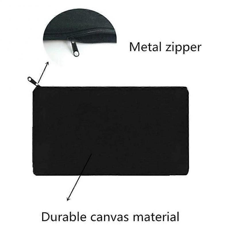 15 Pcs Black Blank Canvas Bag 8.3x4.7in Stationery Storage Zipper Bag Diy Graffiti Pencil Case Diy