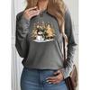 Christmas New Arrival Beautiful Women's Top Pullover Sweatshirt with Snowman and Christmas Tree Print, Long Sleeve
