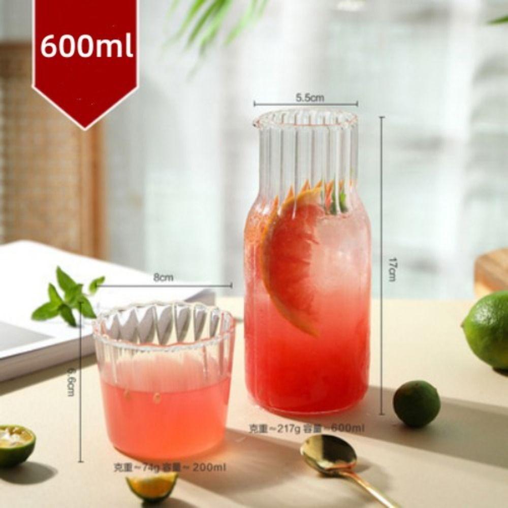 400ml/600ml Cold Hot Water Glass Pot With Glass Cup Glass Kettle Set  Beverage
