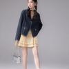 Spring and Autumn Jacket Lines Decorated Blue Denim Jacket Female Spring and Autumn Tops