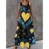 Women Sleeveless Dress Round Neck with 3D Print Long Maxi Dress for Summer Beach Vacation Casual Wear